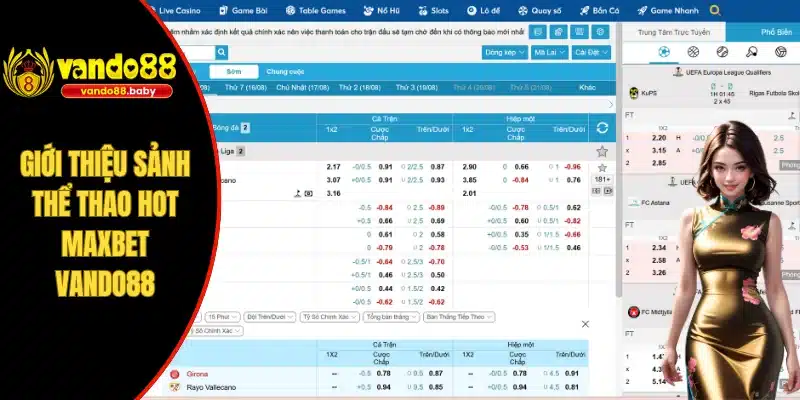 Giới thiệu sảnh thể thao HOT MAXBET VANDO88